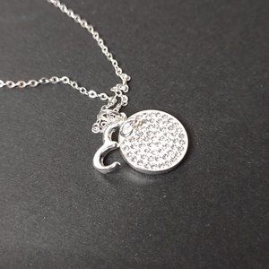 Fine Silver Plated Letter E Pendant Necklace 18 Inches Long